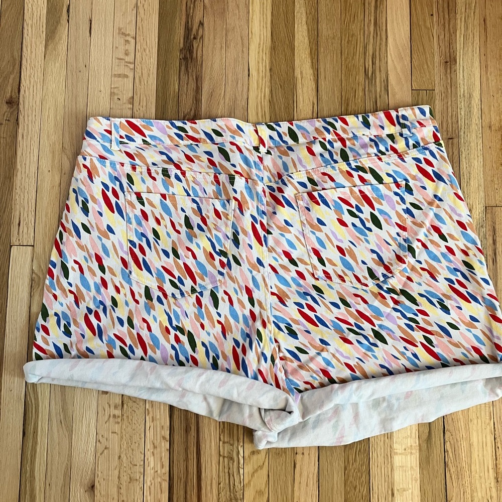 Eloquii Multi-Colored Patterned Denim Shorts - image 4